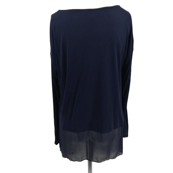 Eileen Fisher 100% Silk Long Sleeve Blue Blouse Size Petite S Sheer Hem Career - Picture 10 of 14